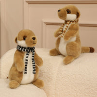 Stuffed Meerkat with Scarf Knitted Meerkat Stuffed Animal Soft Seated for Children, Desk Display, Bedside Table