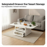 elevateTop Expandable Coffee Table Movable with Casters Multi-Use Surface Adjustable Height Hidden Storage Compartment