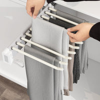 Top-Mounted Double Row Damping Pull-Out Expandable Trouser Rack for Wardrobe