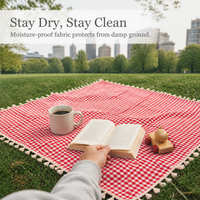 Red Plaid Picnic Blanket Outdoor Camping Mat Moisture-proof Thickened Fabric Pad
