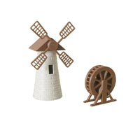 2 Pieces Miniature Landscape Decoration Set Decorative Wind-Powered Mill Model