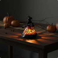 Halloween Witch Lamp Cutout Pattern Resin Witch Lamp USB Powered