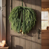 Bell Wreath Fade-Resistant Holiday Decor Full Branches for Entryway