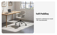 archedd spine Rolling Chair Height Adjustable rotate Seat Space Saving for Bedroom