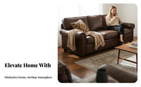 Vintage Leather Sofa Luxurious Feel eraera-era modern design Settee Minimalist Aesthetic Couch for Families, Young Adults, Small Spaces, Lounge Area, Bedroom