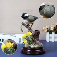 Exquisite Animated Bird Ornament Interactive Bird Statue with Base Motion-Activated Animal Statue Tabletop for Collectors, Desk, Shelf