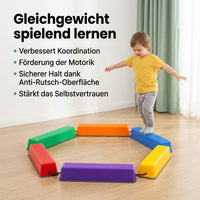 Kids' Balance Beam Set, 6-piece Coordination Toy with 4 Flat and 2 Slanted Planks, Non-slip Balance Beams for Kindergarten and Garden