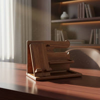 Phone Stand Wooden Desk Organizer Watch Holder 2-Tier Desk Shelf Multipurpose for Office