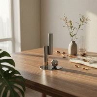 Metal Tube Vase Easy to Clean Stainless Steel Vase Stable Base Home Decor for Dining Table