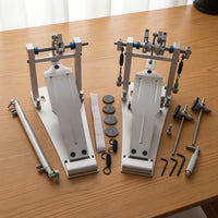 Double Bass Drum Pedal Metal Double Pedal with a Drive Shaft Shaft Stable Hardware for Drummers, Stage, Studio