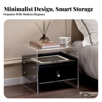 Clear Frame Smart Table Wireless Charging Nightstand 3-Color LED Light