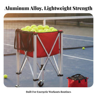 Foldable Tennis Ball Cart Lightweight Tennis Ball Container with Wheels Multipurpose Use Foldable Pickleball Cart for Coaches, Parents