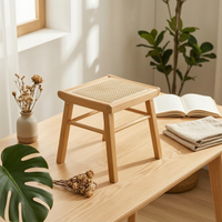 Makeup Vanity Chair Portable bamboo Footstool Traditional Footrest for Vanity