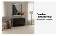 Modernist Design Media Console Versatile Use Wood and Steel TV Cabinet Sturdy Construction TV Stand with Storage for Apartment Dwellers, Adults