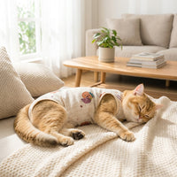 Post-Operative Clothing and Cat Recovery Suit, Printed Post Surgery Cat Clothes, Spay Surgery Suit Cat for Anti-Licking Protection
