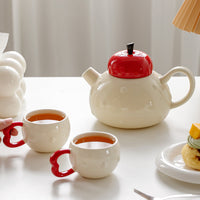 Ceramic Tea Cup Set with Holder, Gift for Housewarming or Wedding