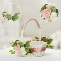 Flower Girl Basket Satin-Lined Basket with Handle Elegant for Weddings