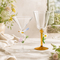 Luxury High-Foot Floral Cocktail Glass for Champagne and Bubbly