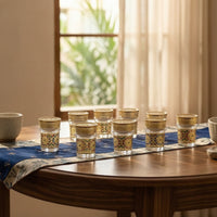 12 Pieces Tea Cup Set Clear Cups with Gold Rim Transparent for Restaurants