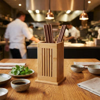 Wooden Chopstick Holder Space Saving Chopstick Storage Box Wood Grain Bamboo Cutlery Box for Restaurant