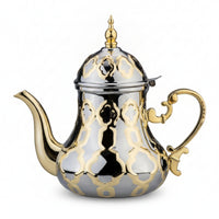 Moroccan Teapot Polished Finish Tableware Embossed Detailing