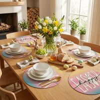 4 Pieces Easter Placemat Festive Design Round Easter Place Mat Decorative Round Table Mat for Easter, Party Hosts, Home Stylists, Family Gatherings
