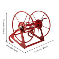 Metal Hose Reel Triangular Base Hand Crank Hose Reel Sturdy Farm Implement for Farmers, Field