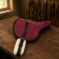 Faux Suede Saddle Pad Stitched Panels Equestrian Gear Cushioned