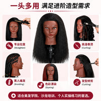 African Black Mannequin Head for Hairdressing Practice, Training, Cutting, Curling, Styling