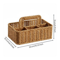 Divided Imitation rattan Basket Easy to Clean Rattan Organizer Tray Sturdy Frame Multi Compartment Storage Tray