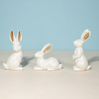 3 Pieces Easter Bunny Figurines Multiple Poses Resin Bunny Statues for Bookshelf