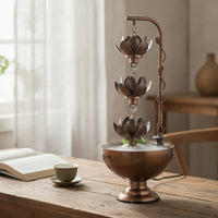Fountain with Lotus Tiers 3-Tier Tabletop Fountain Metal for Meditation