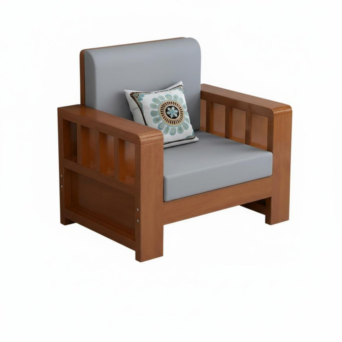 Solid Wood Sofa Set, Minimalist Modern Chinese, Living Room, Straight Row, Removable and Washable, High-Elastic Sponge