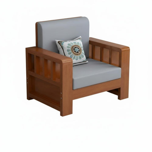 Solid Wood Sofa Set, Minimalist Modern Chinese, Living Room, Straight Row, Removable and Washable, High-Elastic Sponge