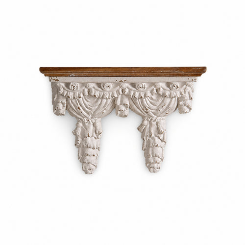 Wall Bracket Shelf Ornate Shelf with Carved Support Wood-Toned for Entryway