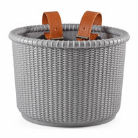 Rattan-Style Front Bike Basket Handlebar-Mount Woven Bike Basket Adjustable Strap-on for Children, Toddlers, Balance Bikes