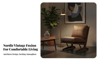 Wood Frame strap Chair Wabi-Sabi Design Indoor Furniture Retro design Comfy padding for Readers