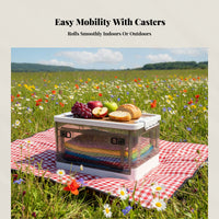 Outdoor Camping Folding Storage Box, Side-Opening, Stackable, Car Organizer, Wooden Lid, Clothes Holder, Plastic
