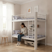 Metal Bunk Bed Space-Saving Bunk Bed Frame Heavy Duty for Students, Teens, Dormitory, Bedroom, Apartment