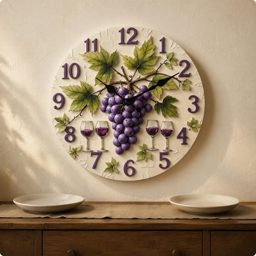 Fruit-Themed Wall Clock Decorative Botanical Pattern Clock Operated Home Decoration for Bedroom