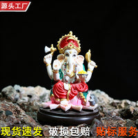 Ganesha Resin Figurine Elephant God Statue Southeast Asian Style Decor