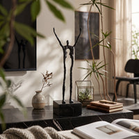 Abstract Human Sculpture with Pedestal Base Artistic Abstract Human Figurine Solid Cast Sculpture with Base for Living Room, Office, Entryway