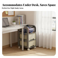 Under-Desk Book Cart with casters Mobile Shelf Large Capacity for Dormitory