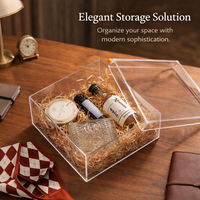 Clear Acrylic Display Box with Lid, Transparent Storage Organizer, Bedroom Decorative Container, Bead for Cosmetics and Accessories