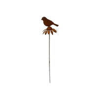 Rusted Bird Stake Decorative Flower Base Garden Stake Long Outdoor Decor for Yard