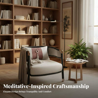 Upholstered Wooden Armchair New Chinese Design and Aesthetic Sofa Set Meditative Visual Design Minimalist Design for Households