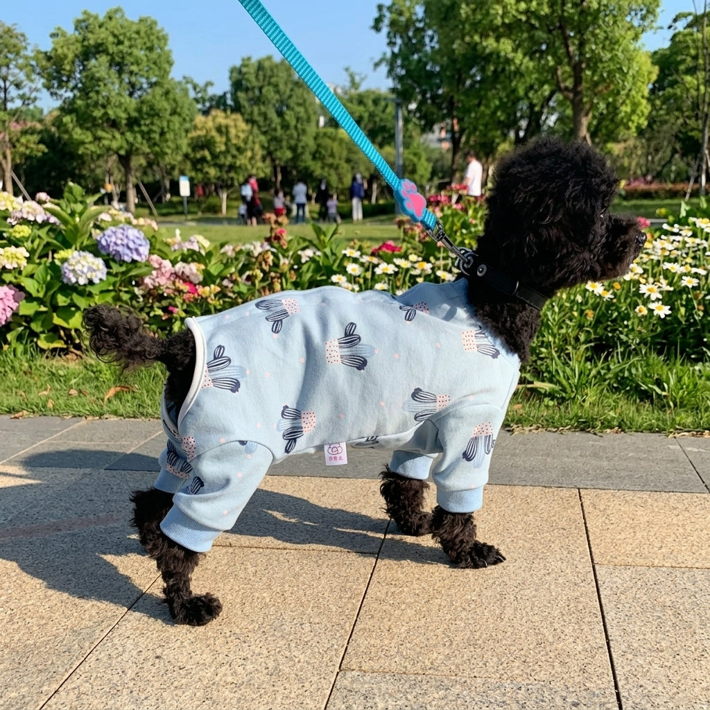 Dog Recovery Suit and Cat Recovery Suit, Cartoon Patterned After Surgery Dog Clothes and Post Surgery Cat Clothes, Pull-On Belly Bodysuit