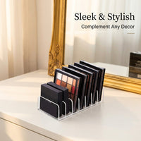 Large 7-Section Palette Organizer for Eyeshadow Holder, Clear Acrylic with Divided Compartments, Drawer for Makeup Table, Storage