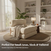 Foldable Single Lounger Two-wayUse Pull-Extendable Sleeper Armchair Configurable Minimalist Design for Young Adults, Living Room