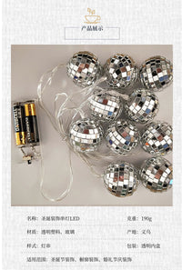 LED Mirror Ball String Lights for Party and Christmas Decor